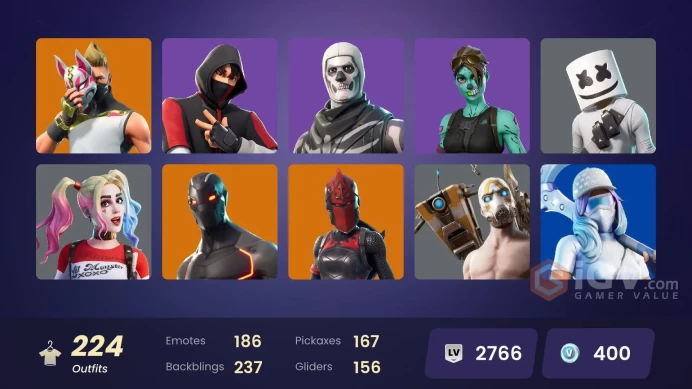 [PC] 223 skins | IKONIK | merry mint axe | WORLD CUP | Omega (stage 5) | Curse Buster | Grind | Clutch | Tart Tycoon | Trailblazer || 400 VB