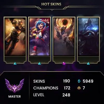 [AN]|  190 SKINS| 3MYTHIC | 22 LEGENDARY| | 85 EPLC|171 CHAMPIONS