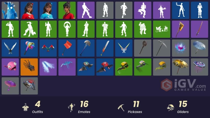 [PSN/XBOX/PC] 4 skins | Heron Stance Hero | Polar Peely | Krisabelle | Blizzabelle | Datafiber Chargepack | Lunar Hyperjet | Ffrosty