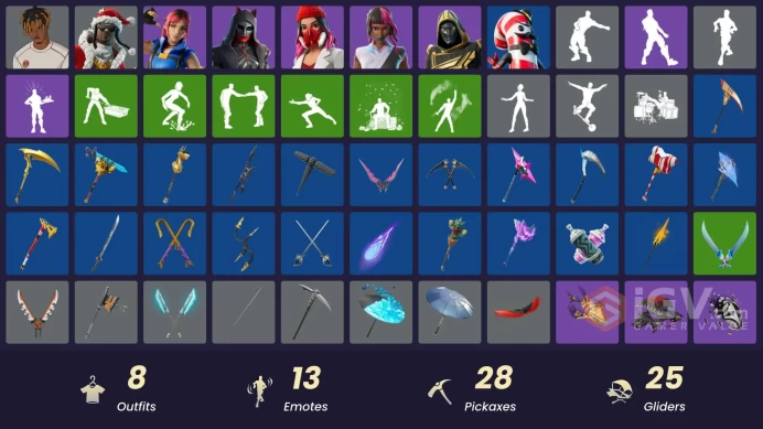 [PSN/XBOX/PC] 8 skins | Slayer Juice WRLD | Santa Dogg | Felina | Explorer Emilie | Blitz Knight | Yulejacket | Iridia Vayne | Mr. Dappermint