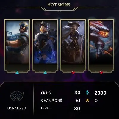 EUW / UNRANKED / 51 Champ / 30 Good skins(3 Legendary, 15 Epic) / 2.9K BE / HONOR 3 / S11 ACC / HANDMADE / FULL ACCES / CHEAP