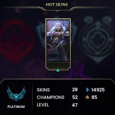 EUW / PLAT 3 ++HIGH LP GAIN / 52 Champ / 28 Good skins(14 Epic) / 14.9K BE / HONOR 5 / S11 ACC / HANDMADE / FULL ACCES / CHEAP