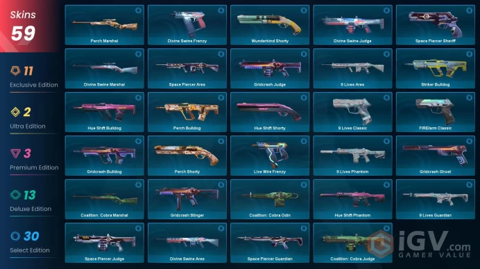 EU [ 59 TOP SKINS + 4 KNIFE ] Protocol 781-A Phantom + Elderflame Vandal + Reaver Karambit + RGX 11z Karambit +Champions 2023 Vandal /full acces