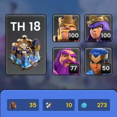 Th_18(XP 273)(28 EQUIPMENT EPIC MAX)(MOST DEF & TROP MAX)(HERO:100/100/92/77/50)(C.N FREE)(LIFTIME WARANTY)
