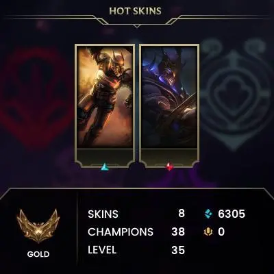 [EUW] - Gold III / 3 Game Play / 8 Skins / Changeable Mail | Instant Delivery | Lifetime Warranty | 100% Handmade & Secure | 24/7 Support
