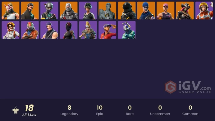 18 SKINS + THE REAPER + PARAGON BANNER (ULTRA RARE) + TAKE THE L + 1100 VB + STW OLD + TRAILBLAZER + MAKO 