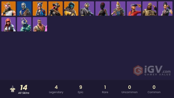 14 SKINS + BLUE SQUIRE + 1200 VB + DRIFT (STAGE 5) + GIDDY-UP + REDLINE + FABLE + ROOK + SUN STRIDER + LENX + CALAMITY (STAGE 5)