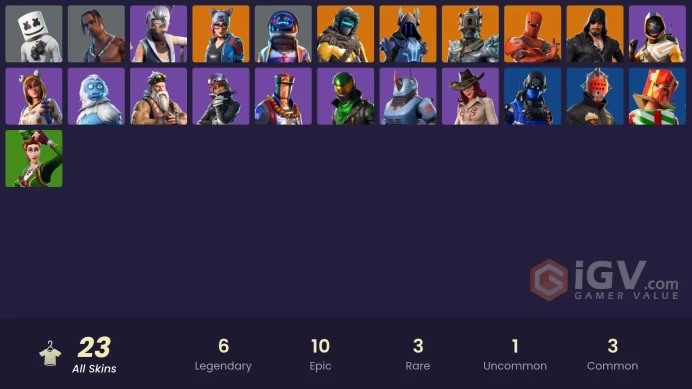 23 SKINS + TRAVIS SCOTT + GAME KNIGHT (BALENCIAGA) + ASTRO JACK + DIAMOND JACK + HEAD BANGER + MARSHMELLO + KUNO