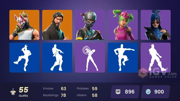 55 SKINS + THE REAPER + ELITE AGENT + DRIFT + VALENTINA + SUMMITSEEKER EVIE + SOLID SNAKE + DAIGO + KEISHA CROSS + COLOR SPLASH JELLIE + CARBIDE