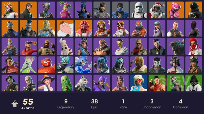 55 SKINS + THE REAPER + ELITE AGENT + DRIFT + VALENTINA + SUMMITSEEKER EVIE + SOLID SNAKE + DAIGO + KEISHA CROSS + COLOR SPLASH JELLIE + CARBIDE