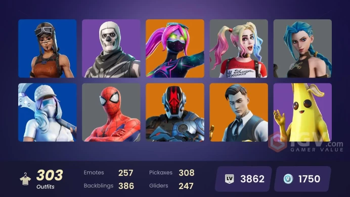 [ALL PLATFORMS]-303 Skin-324 Pickaxes-254 Emotes-Arcane Jinx-Neo Versa OG-Arcane Vi-Renegade Raider-Raise The Cup-Chun-Li-Skull Trooper-
