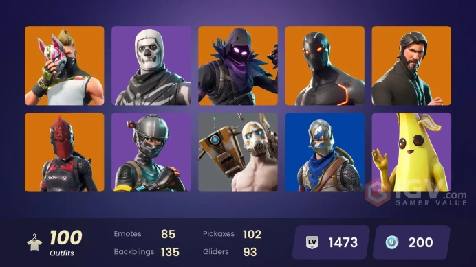 100 SKINS + BLUE SQUIRE + THE REAPER + STW OLD + TAKE THE L + DIAMOND PONNY + ELITE AGENT + DRIFT + PSYCHO BANDIT + OMEGA + SUMMITSEEKER EVIE 