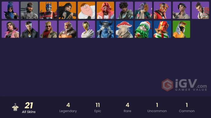 [PC/PSN/XBOX/NINTENDO] 21 skins | Redcap | Fancy Peter Griffin | Iconic Era | Burning Ambition Valeria | Optimus Prime |LRR47