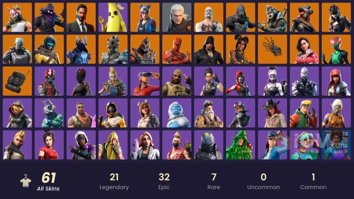 [PC/PSN/XBOX] 61 skins | Raven | Peely | Catalyst | Cloud Striker | Ragnarok (No Shoulder Pad) | Black WerewolfZka923