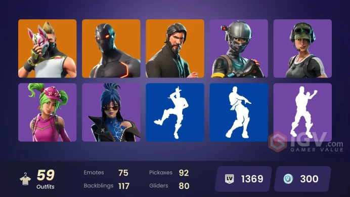 59 SKINS + THE REAPER + ELITE AGENT + STW OLD + TAKE THE L + TRAILBLAZER + FRESH + ARTEMIS + BRITE GUNNER + OMEGA + DRIFT