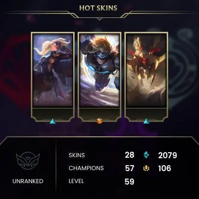 EUW / UNRANKED / 57 Champ / 28 Good skins(1 Ultimate, 8 Epic) / RIOT KAYLE / 2K BE / HONOR 3 / S4 ACC / HANDMADE / FULL ACCES / CHEAP