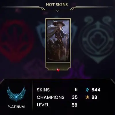 EUW / PLAT 4(15LP) ++HIGH LP GAIN/ 35 Champ / 6 Good skins / GOOD LOOT / HONOR 4 / S14 ACC / HANDMADE / UNVERIFIED ACCOUNT / LIFETIME WARRANTY