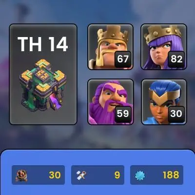 [Code 8716] Th14 XP 188 / Wall + Defence Max / Very Cheap