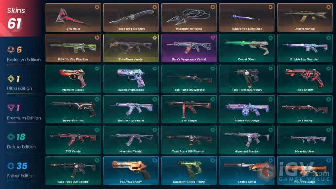 Latam | Kuronami no Yaiba, Araxys Vandal, Gaia's Vengeance Vandal, Elderflame Vandal, RGX 11z Pro Phantom | 61 Skins [Full Access]