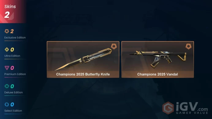 EU  / 2X SKINS / Champions 2025 Butterfly Knife / Champions 2025 Vandal  l #V0A063