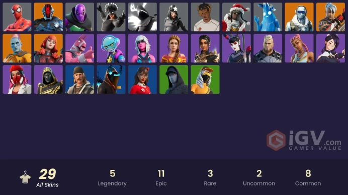 [PC/XBOX/PSN/SWITCH] 29 skins | Combat Elite | Ronin (Cape) | Combat Elite | Frostbite | Spider-Man | Prowler | Polar Peely | Shadow Skully |