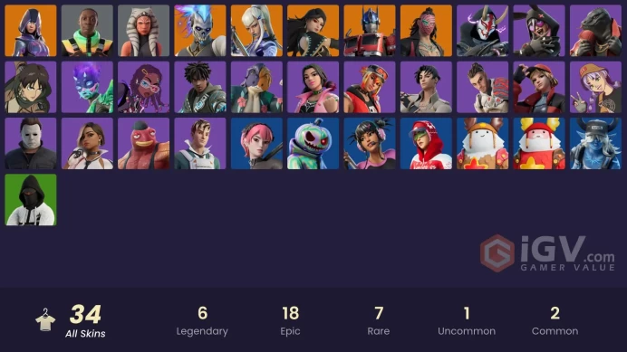 [PC/XBOX/PSN/SWITCH] 34 skins | Glow | Magmatic Mizuki (Cover-up Off) | Battle-Tested | Rococo Cloak-o | Collector Kado Thorne | Ahsoka Tano |