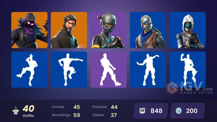 40 SKINS + ROYALE KNIGHT + BLUE SQUIRE + THE REAPER + TAKE THE L + BUS BANNER + ROGUE AGENT + DESPERADO + BRILLIANT STRIKER + DYNAMO DANCER