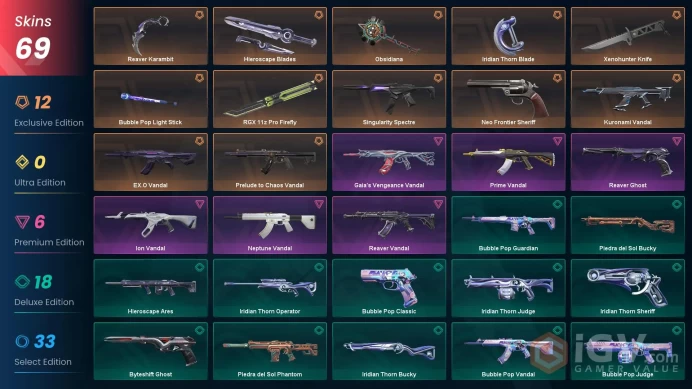 EU 69 skins | Kuronami Vandal | EX.O Vandal | Prelude to Chaos Vandal | Reaver Karambit | RGX 11z Pro Firefly | Xenohunter Knife Neptune Vandal