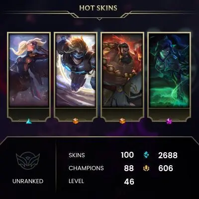 【EUW】Level 46    88 Champ/ 100 Skins   Full Access  High Quality Account  Instant Delivery️