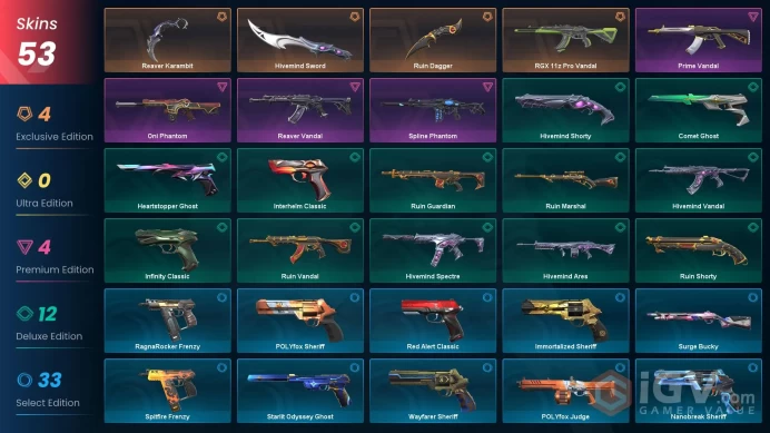Na-Usa-Can | Ruin Dagger | Reaver Karambit | RGX 11z Pro Vandal | Oni Phantom | 700 Radianite Points | 53 Skins | Level 347 | Full Access