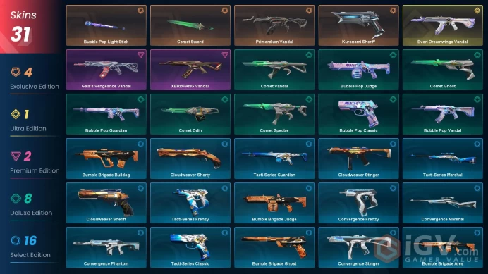 EU [ 31 TOP SKINS + 2 KNIFE ] Bubble Pop Light Stick + Evori Dreamwings Vandal + Kuronami Sheriff + Convergence Phantom / full acces