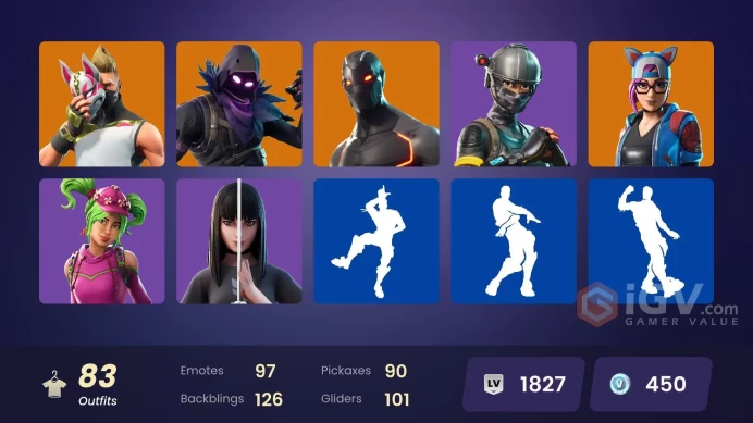 83 SKINS + TAKE THE L + STW OLD + ELITE AGENT + SLAYER JUICE WRLD + SHADOW BLADE HOPE + SPLINTER + OMEGA + DRIFT + HERO BAYMAX + JADE 