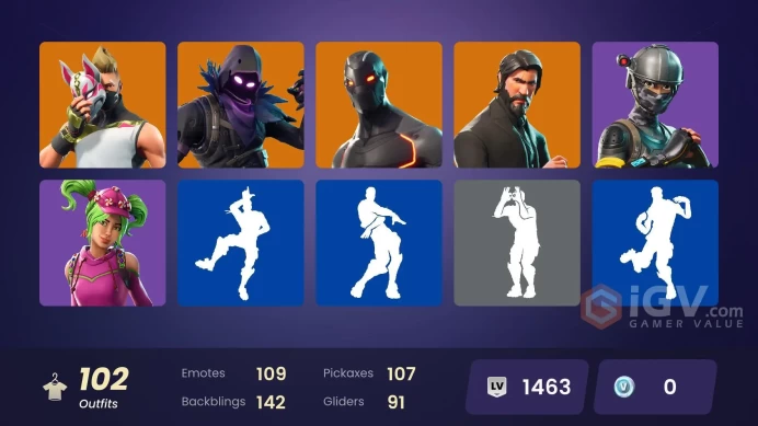 102 SKINS + THE REAPER + LEON S.KENNEDY + CANDY AXE + TAKE THE L + IT'S DYNAMITE! + WASTELANNDER'S REVENGE + RAIDEN + CYCLOPS