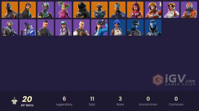 20 SKINS + THE REAPER + TAKE THE L + ELITE AGENT + FIXER + RUST LORD + OMEGA + CARBIDE + MOONWALKER + DARK VOYAGER + THE VISITOR + ZOEY