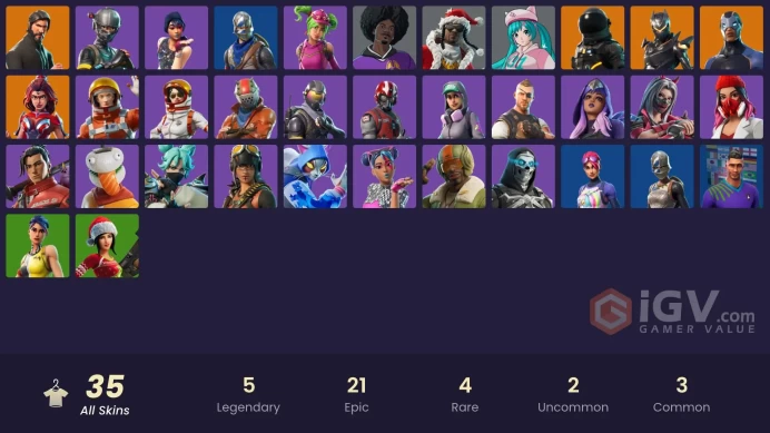 35 SKINS + SPARKLE SPECIALIST + AC/DC + THE REAPER + FLOSS + TAKE THE L + MAKO + ROYALE KNIGHT + ELITE AGENT + BLUE SQUIRE