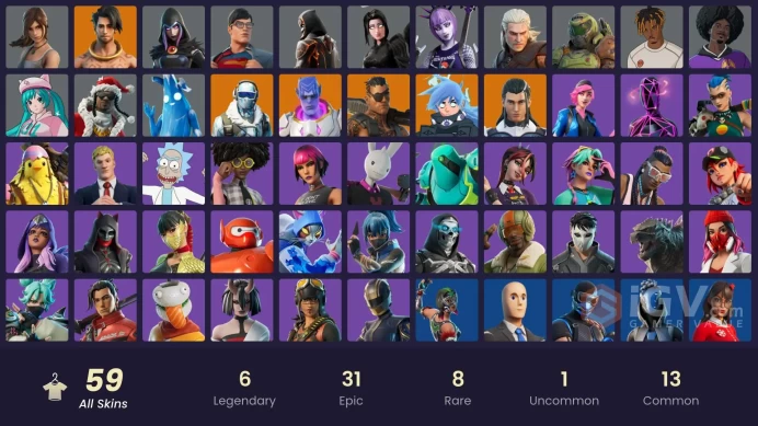 PC,PSN,XBOX 59 SKINS FA - SULTURA,CLARK KENT,GERALT,ISO,MIKU,CLUCK,RICK SANCHEZ,LARA CROFT,DARKFIRE,DYNAMO RK970