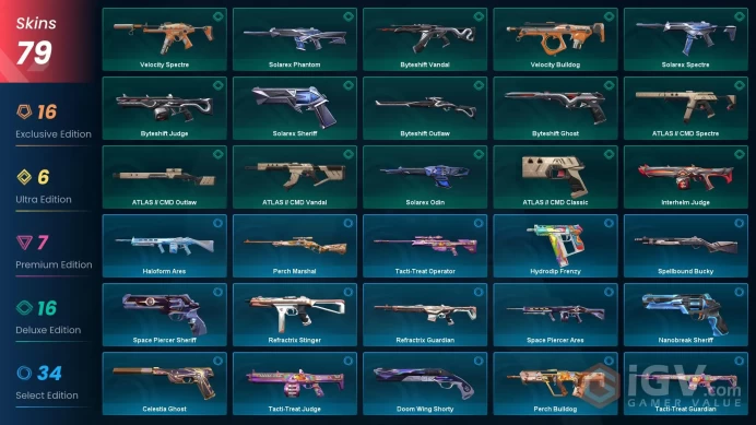 NA 79 skins | RGX 11z Pro Karambit | Byteshift Knife | Ion Karambit | Divergence Staff | Kuronami Sheriff | Phaseguard Splitter | Phaseguard Van