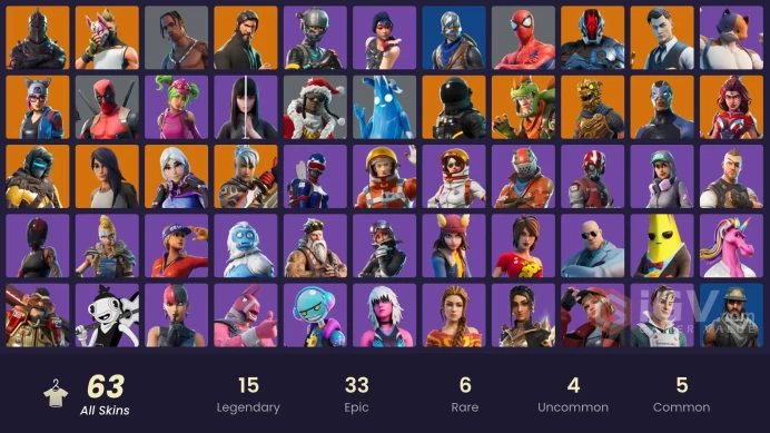 PC/PSN/Xbox/Nintendo 63 skins | Black Knight | Travis Scott | Sparkle Specialist | The Reaper | Blue Squire | Royale Knight | Elite Agent | Mako