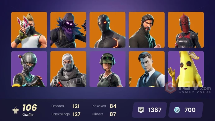 PC/PSN/Xbox/Nintendo 105 skins | The Reaper | Elite Agent | Blue Team Leader | Omega (stage 5) | Gold Midas | Gold Brutus | Trailblazer | 