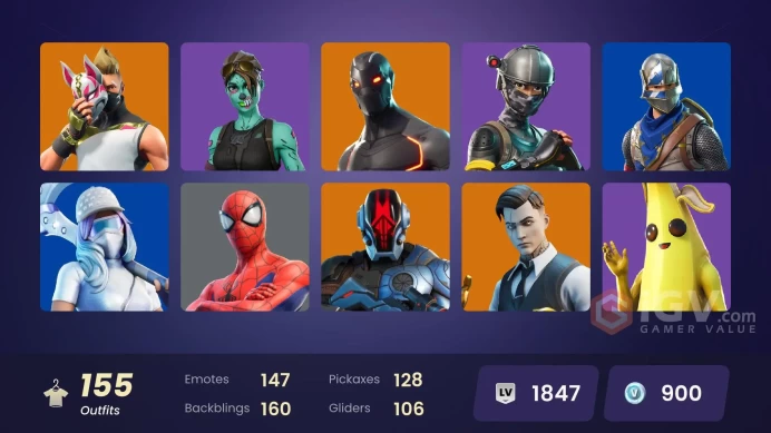 155 SKINS + FLOSS + ROYALE KNIGHT + ELITE AGENT + TAKE THE L + BLUE SQUIRE + LEVIATHAN AXE + CANDY AXE + STW OLD + HERON STANCE HERO