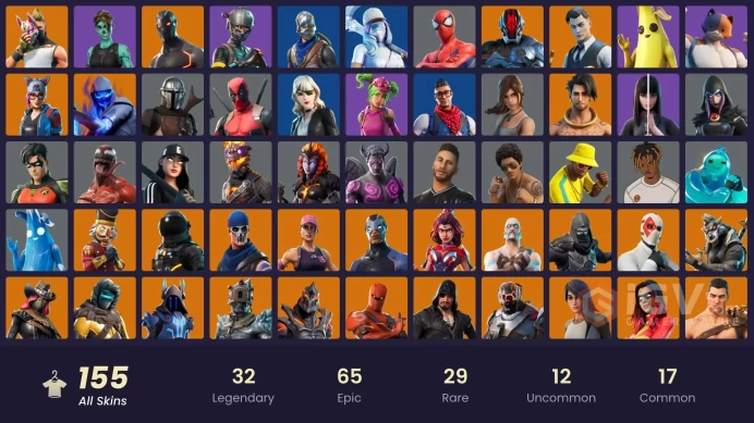 155 SKINS + FLOSS + ROYALE KNIGHT + ELITE AGENT + TAKE THE L + BLUE SQUIRE + LEVIATHAN AXE + CANDY AXE + STW OLD + HERON STANCE HERO
