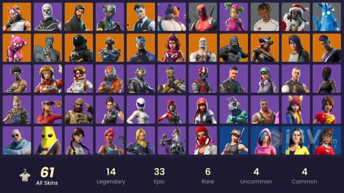 PC/PSN/Xbox/Nintendo 61 skins | The Reaper | Elite Agent | Gold Midas | Rogue Agent | Drift | Valor | Calamity | Dark Voyager | Carbide | The Vi