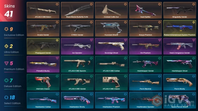 EU [ 41 TOP SKINS + 4 KNIFE ] Phaseguard Vandal + Kuronami Sheriff + Combat Crafts Axe + Araxys Phantom + CYRAX Vandal / full acces