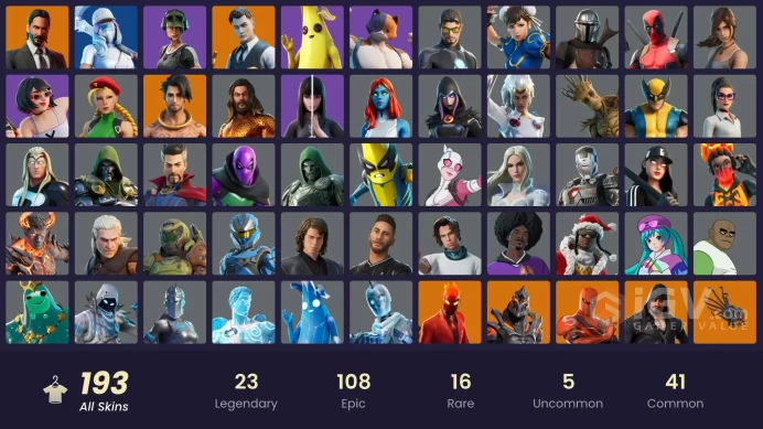 spent 176$ [PC/PSN/NINTENDO] 153 skins | | Trailblazer | Gear Specialist Maya | Hybrid | Ruin | Midas | Zeus | Snap | Son Goku GGg8