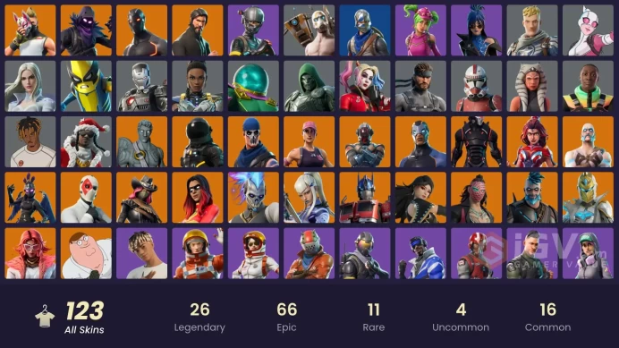 122 SKINS + ROYALE KNIGHT + THE REAPER + CHAMPIONSHIP JONESY + BLUE SQUIRE + ELITE AGENT + TAKE THE L + MAKO + BUS BANNER + DIAMOND PONY