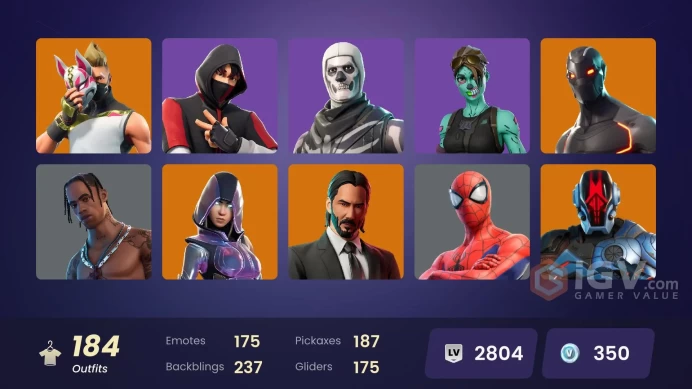 [PC] 183 skins | OG STW | IKONIK | Glow | Travis Scott | Gold Meowscles | Gold Brutus | Gold Midas | Rogue Agent | Point Patroller | John Wick