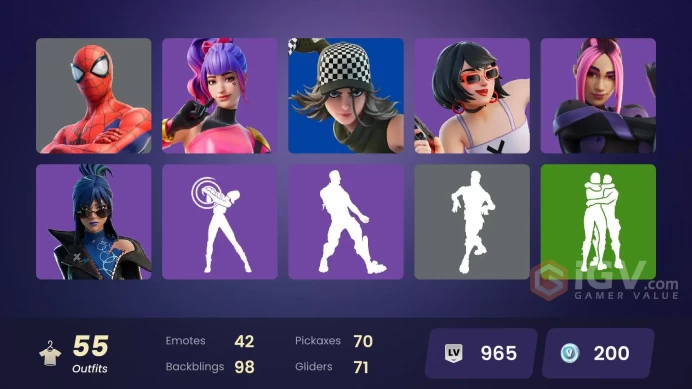 spent38$[PC/XBOX/]26 skins|Paradigm(Reality-659)|Ronin|The Foundation|Twyn|Spider-Gwen|Spider-Man|Polar Peely
