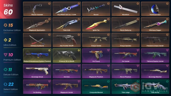 EU/TR 71450 VP Ignite Fan Onimaru Kunitsuna Waveform Sovereign Marshal Recon Phantom Prelude to Chaos Vandal Araxys Vandal Recon Balisong