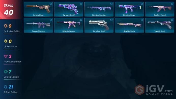 EU 40 skins | Reaver Karambit | Champions 2025 Vandal | Neo Frontier Sheriff | Imperium Vandal | Araxys Vandal | Recon Balisong | CYRAX Vandal