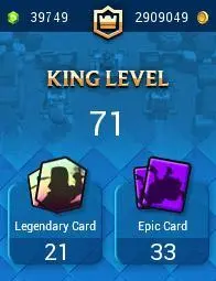 Level 71-KT15-(39K Gems)-24 EVO-154 Emote-8 Max Cards Level 16-41 Level 15 Cards-113 Level 14 Cards-Free Name Change-Lifetime Warranty